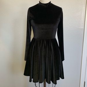 Boohoo Velvet Open Back Skater Dress